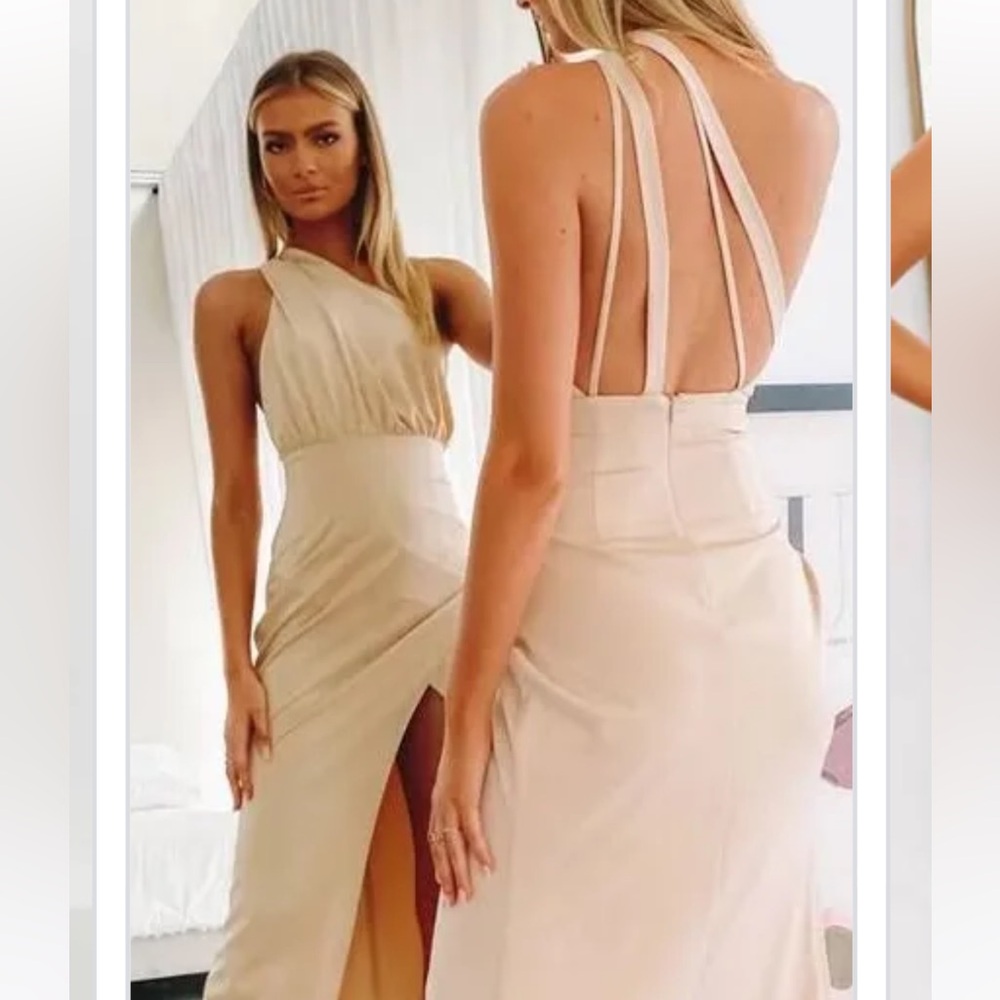 NWT Beginning Boutique gold formal dress